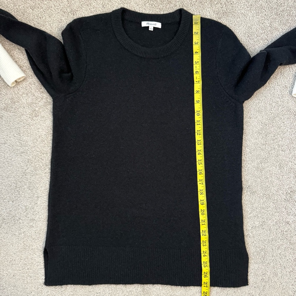 Madewell Fremont Merino Wool Alpaca Blend Sweater Black Colorblock L - Picture 9 of 9
